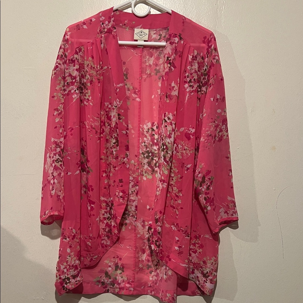 St. John's Bay Vibrant Pink Floral Kimono
